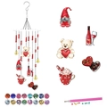 DIY diamantschilderen windgong set met rode hart-kabouterhangers voor Valentijn - Kabouter Hart Beer Stijl