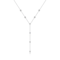 S925 sterling silver Y-shaped lariat necklace with eight round cubic zirconia stones - Platinum