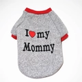 Nahaufnahme grauer Hunde-Fleece-Sweatshirt mit I Love My Mommy Aufdruck und rotem Saum - XS / Grau I Love Mommy