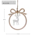 Decorazione natalizia in legno con motivo a renna e fiocco rustico naturale - Renna naturale e bianca