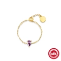 Anello a catena d'oro S925 con gemma a goccia viola e fibbia scorrevole regolabile in argento - Oro Viola Goccia d'Acqua