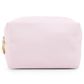 Beauty case quadrato rosa chiaro in pelle PU impermeabile con cerniere dorate lucide - Grande / Rosa Chiaro