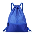 Waterproof blue drawstring sports backpack with honeycomb texture and front zipper pocket - Royal Blue