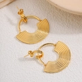 Elegant gold fan-shaped ribbed stud earrings with a modern vintage textured finish - Gold Rainbow Shape