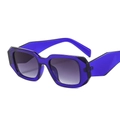 Square sunglasses with translucent dark blue geometric frames and gradient grey lenses - C4 Blue Frame Double Grey Lens