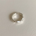 Minimalist silver open ring with unique wavy design and polished finish on beige background - JZ0434-Wave Open