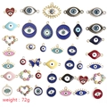 Lot de 40 breloques oeil maléfique en formes de coeur et fleur pour bijoux DIY - Mauvais Œil aux Couleurs Mixtes Aléatoires / Pack de 40