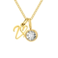 Collier personnalisé en acier doré avec pendentif lettre et pierre de zircon blanc - Lettre V / Or