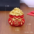 Lucky red money bag figurine with gold ingots for desk decor, weight 140g - WX009 New Lucky Money Bag Ornament