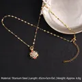 Rotating four-leaf clover flower necklace with colorful zircons and titanium steel chain - Multicolor Zirconia Flower Cluster Style (A850)