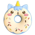 Funny unicorn cat donut baby teether made of blue food grade silicone for teething relief - Donut Unicorn / Blue
