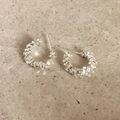 Silver C-shape stud earrings with shimmering crushed silver texture for a modern look - EH0426/Silver Irregular Crushed C-Hoop
