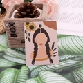 Jewelry display card with sunflower and braided woman illustration in soft pink - Impression Girl Style Eight