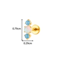 Titanium flat back stud featuring white opal and light blue faceted gems in gold finish - Blue Zircon White Opal Style (T2561-3#)