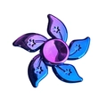 Bauhinia flower hand spinner with five petals in a vibrant blue and purple gradient - New Gradient Dazzling Bauhinia