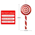 Christmas red and white spiral lollipop hanging decoration made of painted PVC - Red