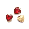 Macro view of heart-shaped crystal pendant with red facets and gold-plated metal base - Red Heart Pendant (13*15mm)