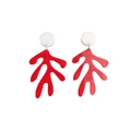 Rote Korallenblatt-Acrylohrringe mit weißen runden Steckern für Damen Schmuck - Rotes Blatt