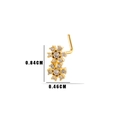 L-shaped gold nose stud featuring a double-layered flower design with zircon stones - No.10 Gold Double Flower (HSPJ0149)