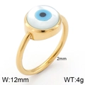 18K vergoldeter Ring mit bösem Auge, weißer Perle und blauem Harz-Inlay - Größe 7 / Ring / Gold (KR82953-KGC)