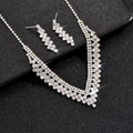 Set di collana e orecchini con strass argentati su sfondo nero per cerimonie - Set da 2 pezzi collana G213 + orecchini