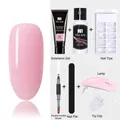 Kit professionale per estensione unghie Nee Jolie con mini lampada UV e gel rosa perla - Set da 7 Pezzi 02-Rosa Perla