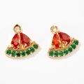 Exquisite gold-plated watermelon fruit pendant with red and green micro-set zircons - Watermelon