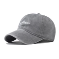 Berretto da baseball in cotone lavato grigio vintage con ricamo Dragon bianco - Regolabile / Grigio Lavato