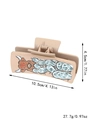 Beige hair claw clip with highland cow and ghost pattern illustrations for women - Beige Highland Cow Ghost Pattern (90020)
