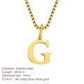 14K gold plated stainless steel initial G letter pendant with box chain - Letter G / Gold