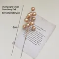 Artificial champagne gold berry stem with pearlescent finish, 18cm Christmas decoration - Champagne Gold Metallic Berry Pick / 18cm x 2cm