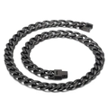 Collar de cadena cubana negra de acero inoxidable pulido con cierre cuadrado estilo hip hop - Negro (Collar de 45cm)
