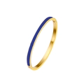 3mm gold titanium steel bangle with navy blue enamel inlay and side hinge clasp - 5mm / Gold Blue