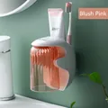 Porta spazzolino a parete per bagno con bicchiere traslucido color rosa cipria - Portabicchiere singolo / Rosa Carminio