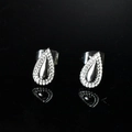 Silver teardrop stud earrings with white zircon accents on black mirror surface - Mini Pavé Water Drop Pair / Silver