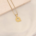 Golden stainless steel letter Q pendant necklace with textured finish on a box chain - Letter Q
