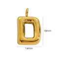 Ciondolo a forma di lettera D in acciaio inossidabile 14K oro, misura 18 mm x 14 mm - Lettera D