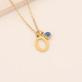 Collier doré avec pendentif lettre O et breloque Evil Eye bleue sur chaîne fine - Lettre O