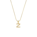Elegant gold snake chain necklace with pearl-inlaid letter Z pendant on white background - Letter Z