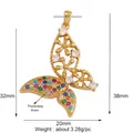 Gold butterfly pendant with colorful zircon stones including product size measurements - Wine Red L351523
