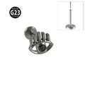 G23 titanium labret sieraad met zilveren oogontwerp en zwarte edelsteen, push-in - Oog - Staalkleur / 1.2x8mm