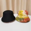 Αμφίπλευρα καπέλα bucket σε μαύρο και tie-dye σχέδια για υπαίθρια αντηλιακή προστασία - M / Κίτρινο Κόκκινο Πράσινο Tie-Dye(2#)