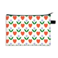 White printed makeup bag with red hearts, purple flowers and black zipper detail - Heart Flower Mix (35)