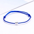 Minimalist adjustable lucky charm bracelet with a blue cord and silver heart pendant - Blue/Silver