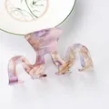 Pinza de pelo grande ondulada con textura de mármol y acabado iridiscente morado y dorado - Pinza Ondulada / Púrpura Oro Jaspeado