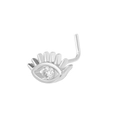 Makroaufnahme von Silber-Nasenstecker im Teufelsauge-Design mit Zirkonia-Verzierung - Silbernes Auge (K-974)