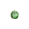 Détail d'un pendentif carré avec pierre de naissance verte et bordure dorée pour bijoux DIY - Vert Clair (Couleur 8)