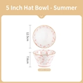 Ciotola conica in ceramica da 5 pollici con fiori rosa, diametro 12,5 cm e 430 ml - Motivo Estate / 1 pz