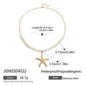 Collar de estrella de mar de acero inoxidable dorado con perlas blancas estilo playa - Colgante Estrella de Mar Dorada con Piedras Blancas (JDN0304022)