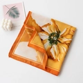 Retro geometric square scarf with bright yellow floral patterns on white fabric - Orange Big Floral